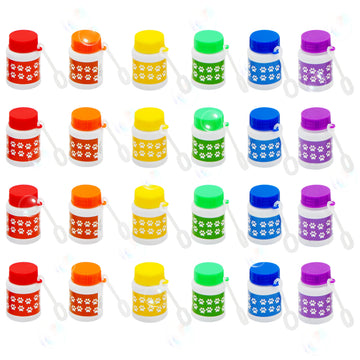 4E's Novelty Paw Print Bubble Bottles - Pack of 24 - Mini Bubbles 1 FL oz  Paw Dog Patrol Party Favors  Bubble Wand Blowing Toys for Kids Boys & Girls