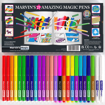 Marvin'S Magic - Original X 25 Amazing Magic Marker Pens - Color Changing Magic Pen Art - Create 3D Lettering Or Write Secret Messages - Includes 25 Magic Pens