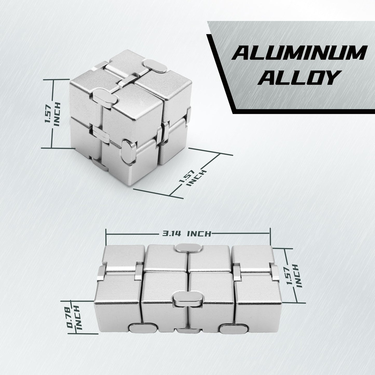 Dolasev Silver Infinity Cube, Kids Fidget Toy, Fidget Toys Adults Anxiety, Fidget Toys For Teens, Cool Metal Anxiety Toys For Ad