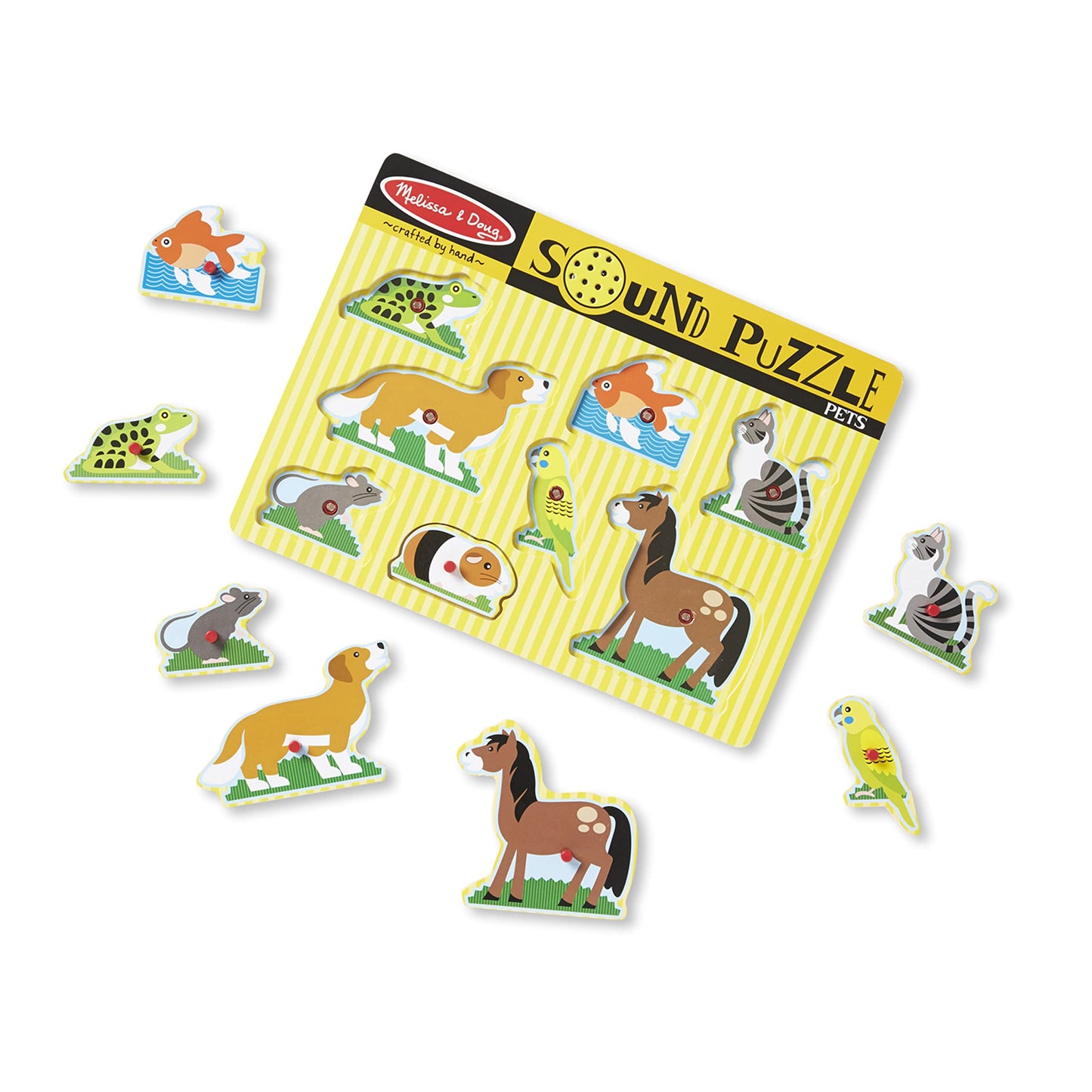 Melissa & Doug Pets Sound Puzzle - Wooden Peg Puzzle With Sound Effects (8 Pcs)