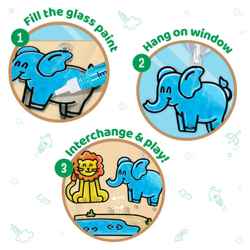 Imagimake Window Art Jungle Suncatcher Kit | Kids Crafts Supplies | Girls Toys Age 6-8 | Arts And Crafts For Kids Ages 8-12 | Creative Fun Craft Kit | Easter Gifts For Kids | Easter Toys