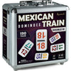 Queensell Mexican Train Dominoes Set - Double 18 with Wooden Hub & Aluminum Case for Family Game Night