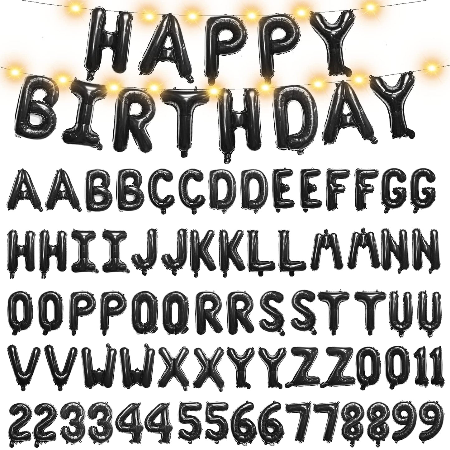 Personalized Name Happy Birthday Balloons Letters Kit, Diy Custom Name Birthday Banner, 2 Sets A- Z & 0-9 16'' Letters And Numbe