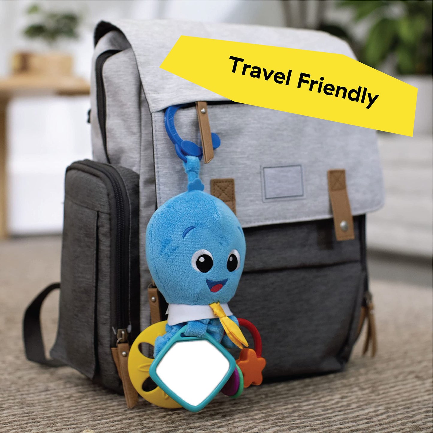 Baby Einstein Activity Arms Octopus Bpa Free Clip On Stroller Toy With Rattle And Mirror, Age Newborn + , Blue