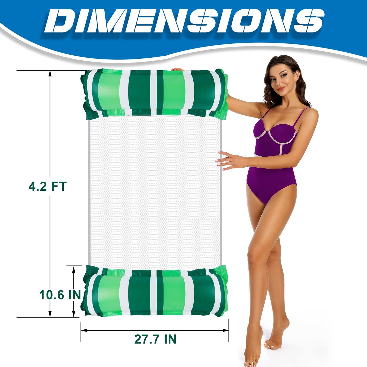 Zcaukya 3 Pack Inflatable Pool Float Hammocks, 4-In-1 Water Floating Mesh Chair For Adults, Swimming Pool Drifter Saddle Lounge