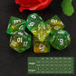 QMAY DND Dice Set -D&D Polyhedral Dice (7 Pcs) for Dungeons and Dragons (Pale Yellow and Green Glitter)