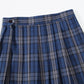 Womens Short Pleated Plaid Costumes Skirt(Blue White Mixed Black,2XL)