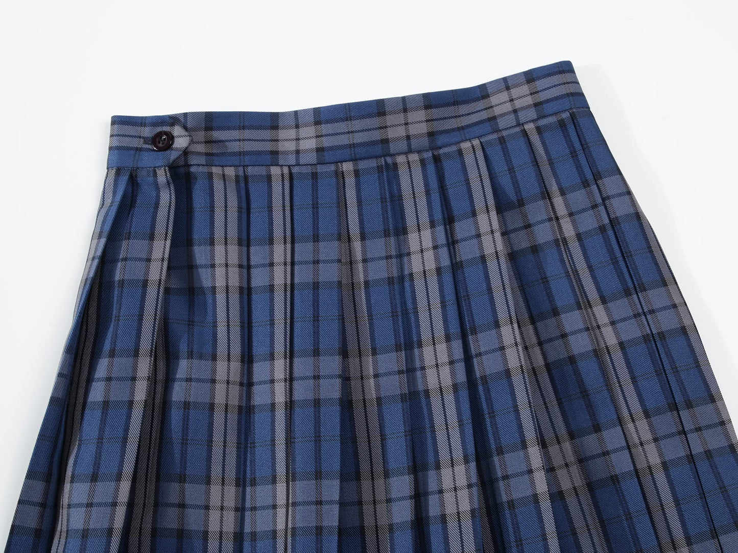 Womens Short Pleated Plaid Costumes Skirt(Blue White Mixed Black,2XL)