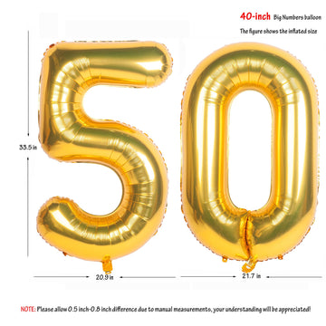 40 Inch Gold Number Balloons Helium Foil Mylar Balloon Birthday Party Banquet Decoration 50