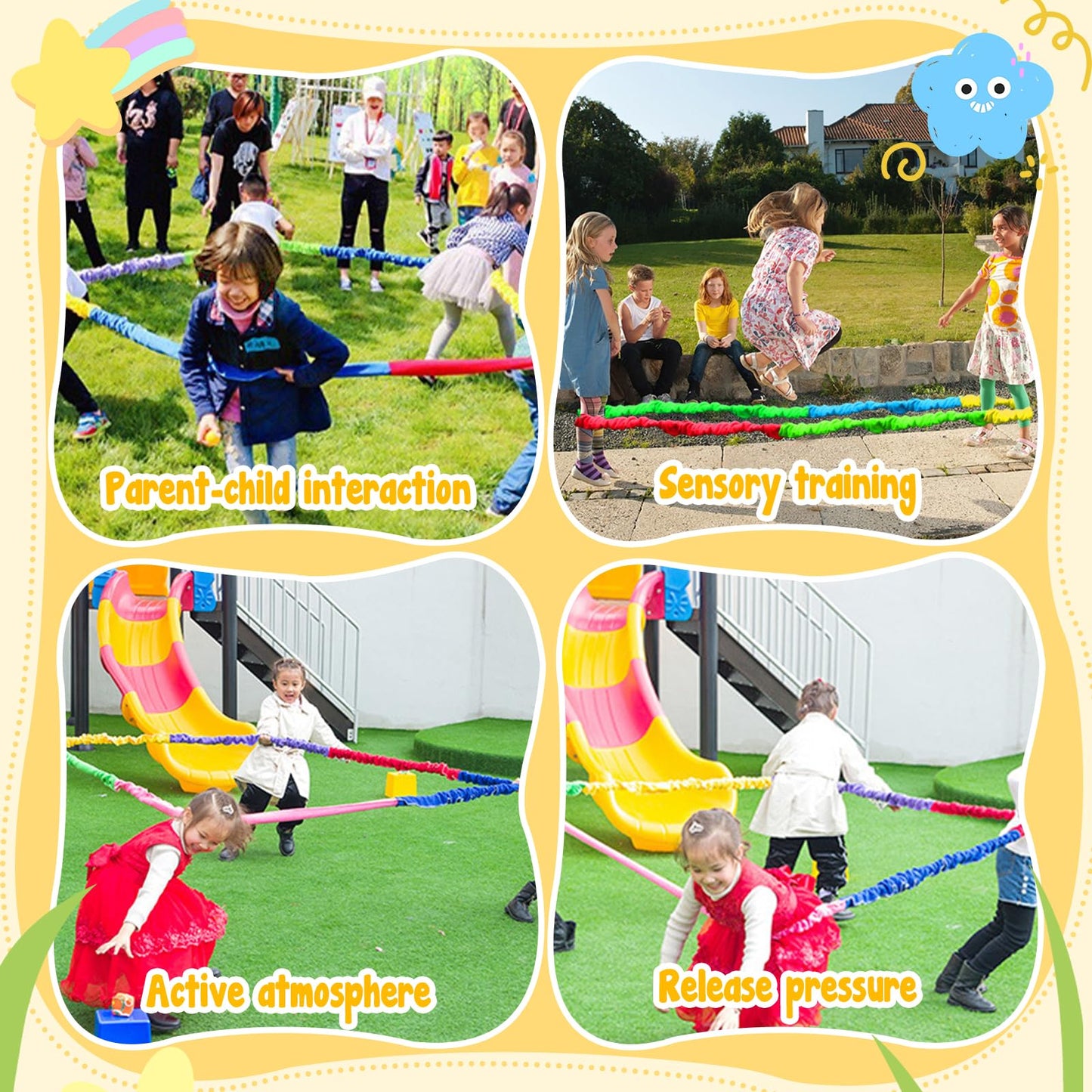 18Ft Elastic Fleece Cooperative Stretchy Band Integrations Dynamic Movement Exercise Latex Creative Prop For Group Activities Special Needs Large Motor Coordination