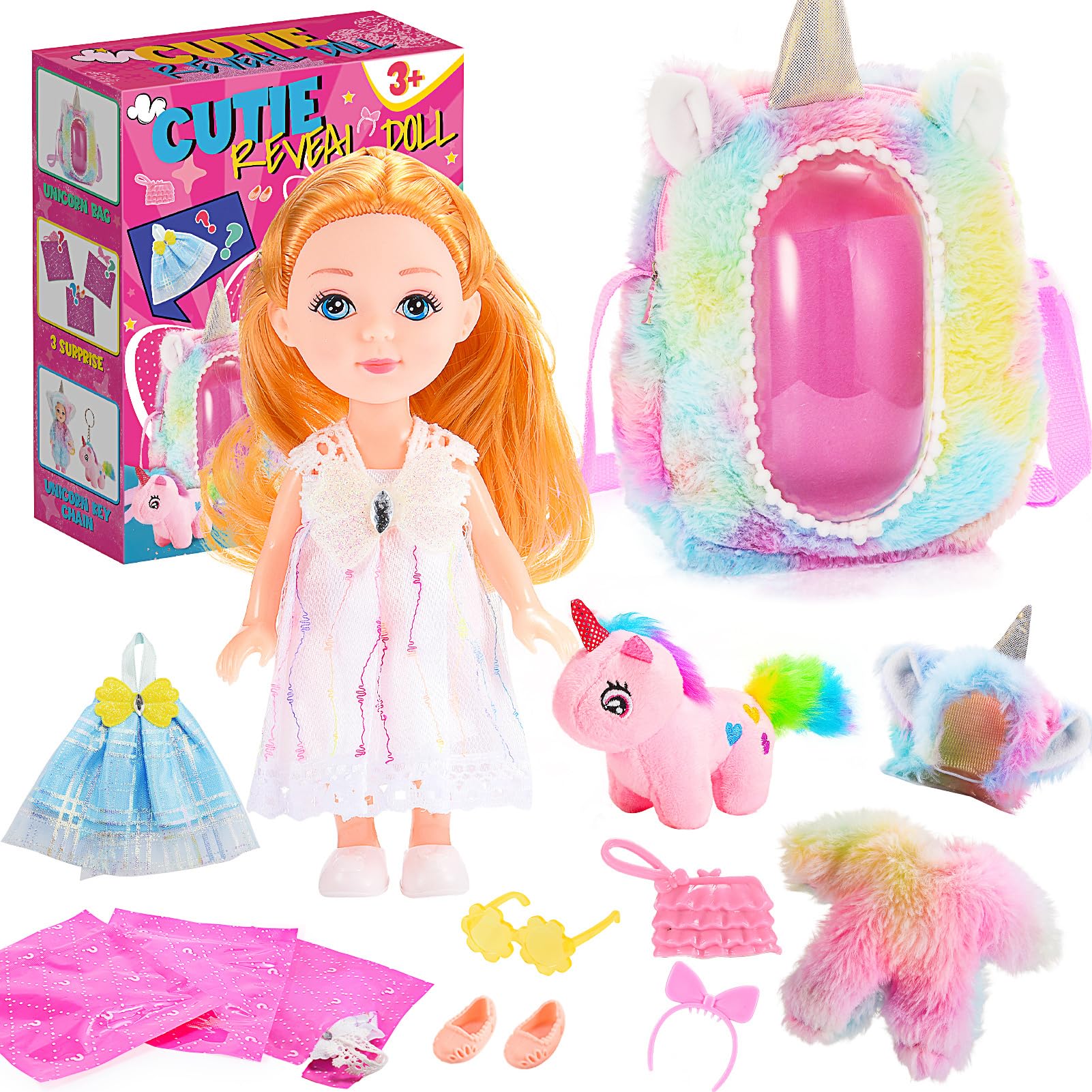 Wethcorp 9 Pcs Doll Toys For 2 3 4 5 Year Old Girl, Toddler Dress Up Unicorn Dolls For Little Girl Gifts Princess Doll Toys & Ac