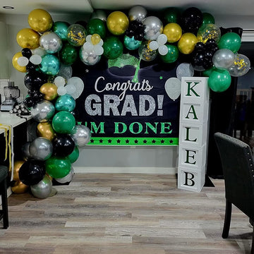 Green And Silver Balloon Garland Kit, 100 Pcs Metallic Silver And Dark Green Balloon Arch Kit, Metallic Silver And Latex Green Balloons Different Sizes For Jungle Safari Themed Party Party Decorations