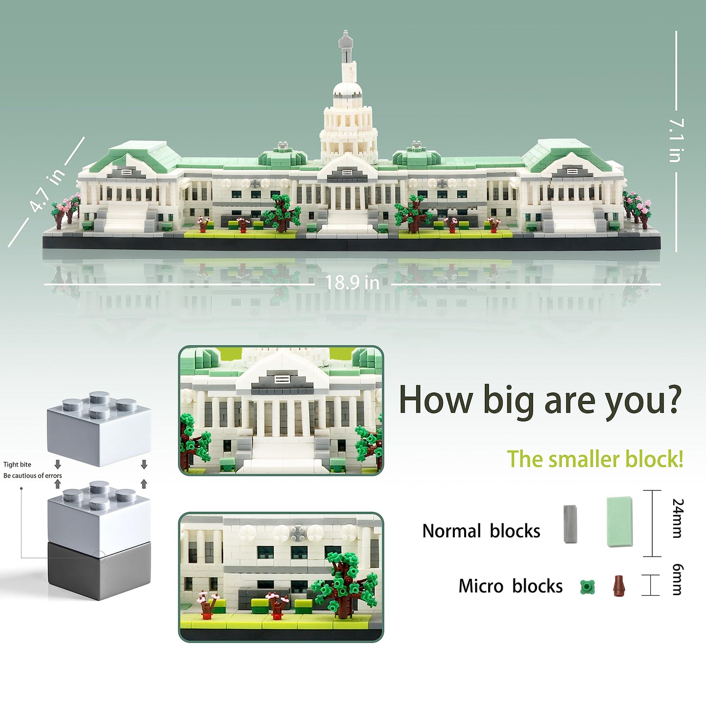 KLMEi Micro Mini Blocks United States Capitol Building Architecture Model Famous Landmark Collection Set  Toys Presents for mature-themed and Kid Age of 14+ 3630 PCS