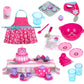Sophia'S Complete Cake & Tea Party Accessories Set With Teapot, Teacups, Utensils, Pretend Dessert And Drinks For 18' Dolls, Pink/Purple