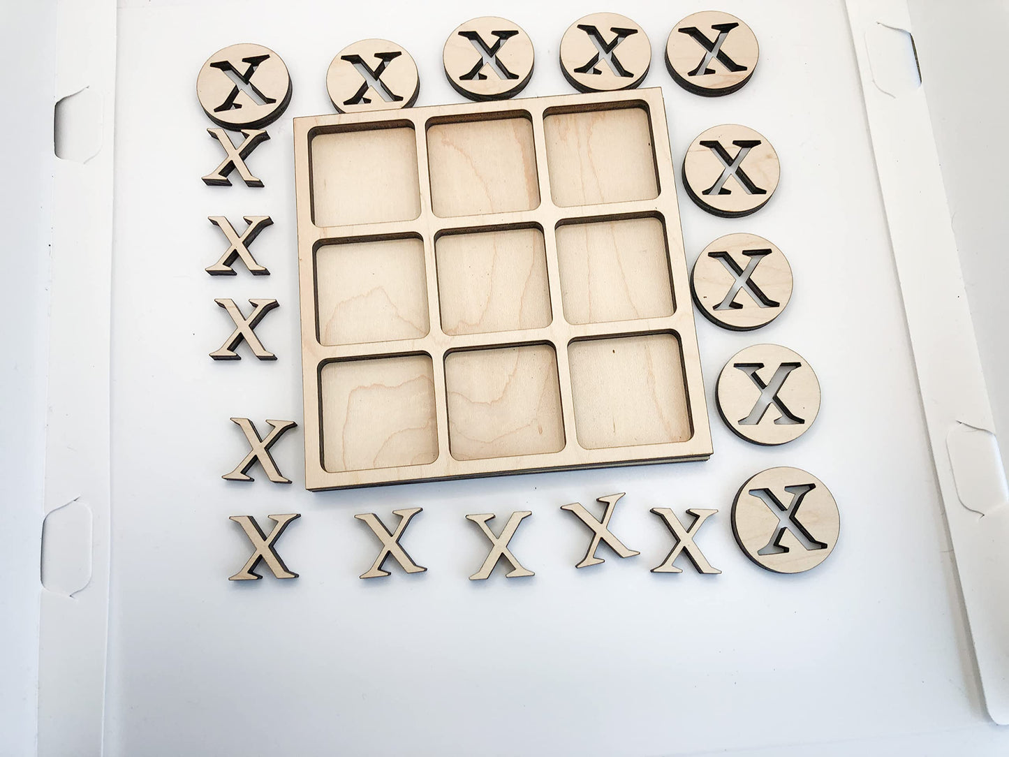Traditional Themed Tic Tac Toe Board Game, 5X5 Inches Unfinished Wood Diy Painting Craft Kit For Kids With Wooden Avtrboutique X