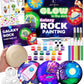 Glow in The Dark Galaxy Rock Painting Kit, Large Wooden Rocks for Painting, Arts and Crafts Painting Rocks for Kids, Kids Craft 
