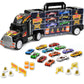 Toy Truck Transport Car Carrier Toy For Boys And Girls Age 3-10 Yrs Old - Hauler Truck Includes 12 Toy Cars And Accessories - Car Truck Fits 28 Car Slots - Ideal Gift For Kids