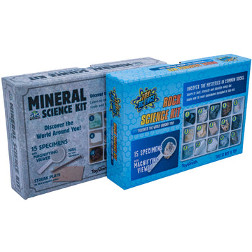 Toysmith Stem Rock & Mineral Science Kit For Kids - 30 Geology Specimens With Magnifying Viewer, Identification Guide & Testing