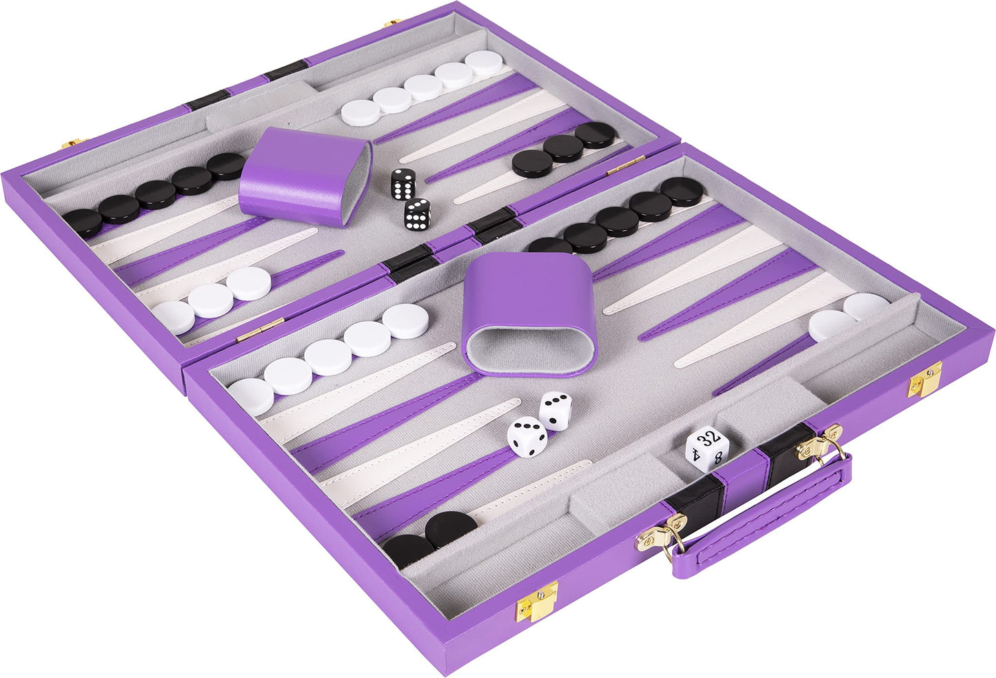 Backgn Set 11 inch  Small - Classic Board Game for mature-themeds and Kids with enhanced Leather Case - Includes Strategy & Tip Guide (Purple)