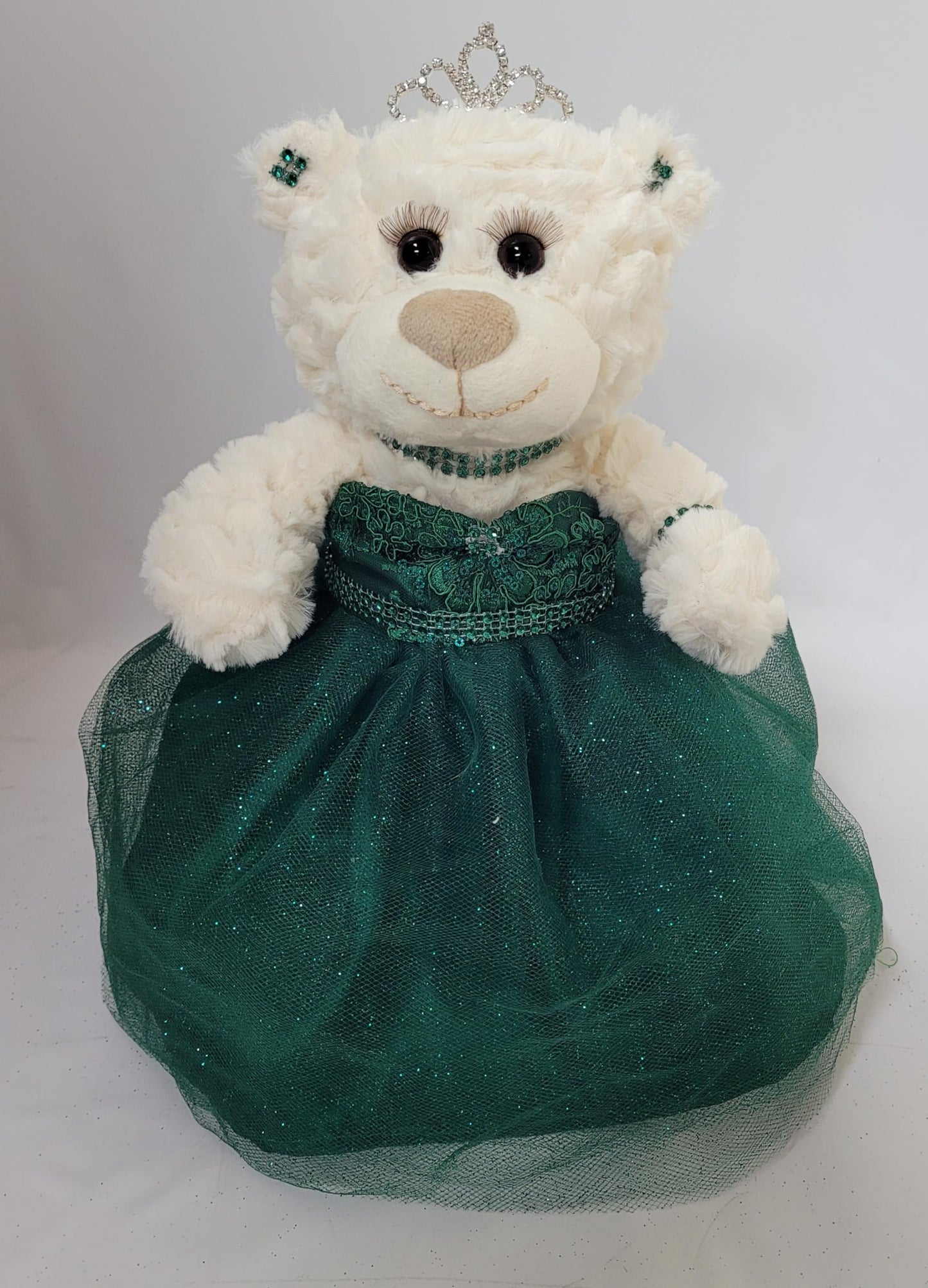 KINNEX COLLECTIONS 12" Quince Anos Doll Teddy Bear - Emerald Green Centerpiece, Polyester, Since 1997, Model ARC09831-33
