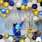 YinQin 63 PCS Navy Blue Gold Birthday Party Balloons & Backdrops, Aluminum Foil, Happy Birthday Decorations, Model PB-1002BG-P