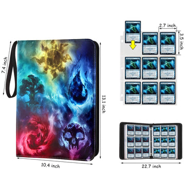 MTGPRO Trading Card Binder 9-Pocket Binder for Trading Cards Holds 720 Cards enhanced Collector Card Album for Standard Cards Card Collection Folder for MTG TCG Yugioh Game Cards (A-Colorful Patterns)