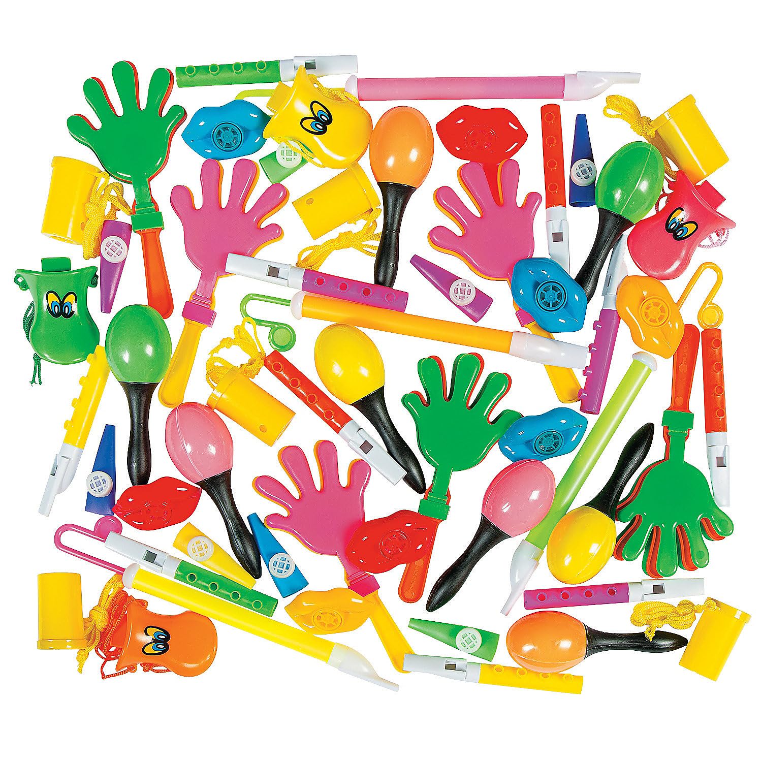 Fun Express Noisemaker & Musical Instrument Novelty Assortment - Perfect Party Supplies for Celebrations and Events - 50 Pieces