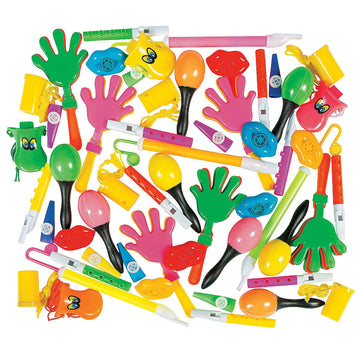 Fun Express Noisemaker & Musical Instrument Novelty Assortment - Perfect Party Supplies for Celebrations and Events - 50 Pieces