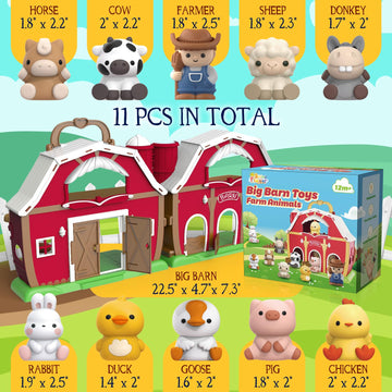 Toddler Toys For 1 2 3 Years Old Boys And Girls, Big Barn Toy With Farm Animal, Toddler Educational Montessori Toys, Farm Pretend Playset Toy, Christmas Birthday Gift For Toddler Baby Boys Girls