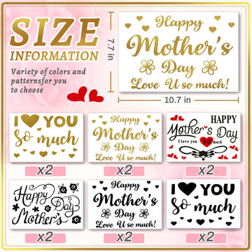 Aoriher 12 Sheet Happy Mother'S Day Balloon Labels Stickers Letter Balloon Stickers I Love You So Much Party Stickers Decals For Diy Transparent Balloon Happy Mother'S Day Decoration