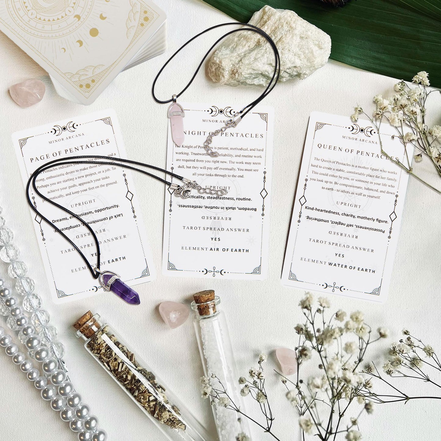 Knana Tarot Cards For Beginners, Learning Tarot Cards Deck With Meanings On Them, Pocket Tarot Deck With Tarot Bag Amethyst Crys