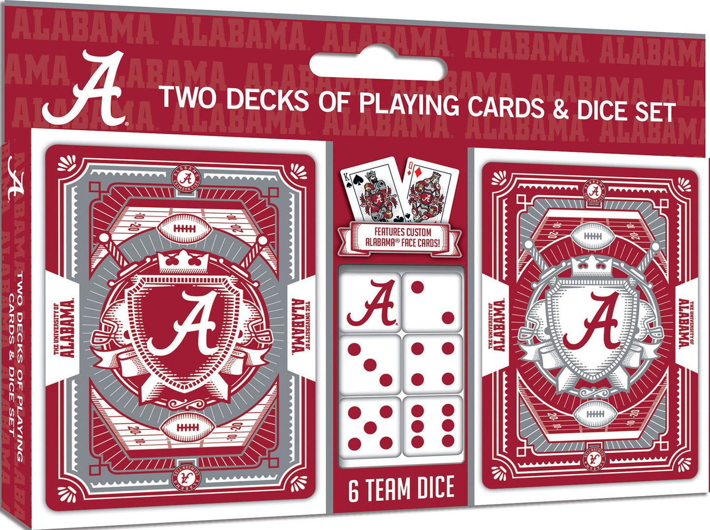 Masterpieces Game Day - NCAA Alabama Crimson Tide 2-Pack Playing Cards & Dice Pack - Officially Licensed Set for mature-themeds and Family