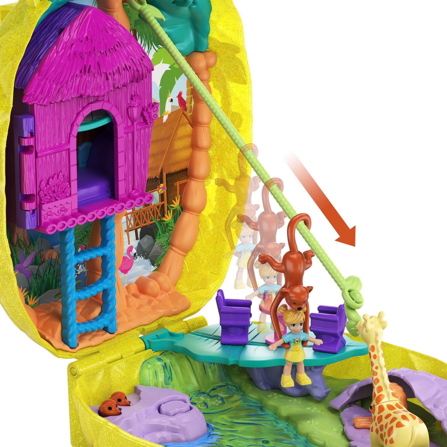 Polly Pocket 2-in-1 Travel Toy Playset with Micro Dolls, Pineapple Purse, Multicolor, Unique Size, Model GKJ64