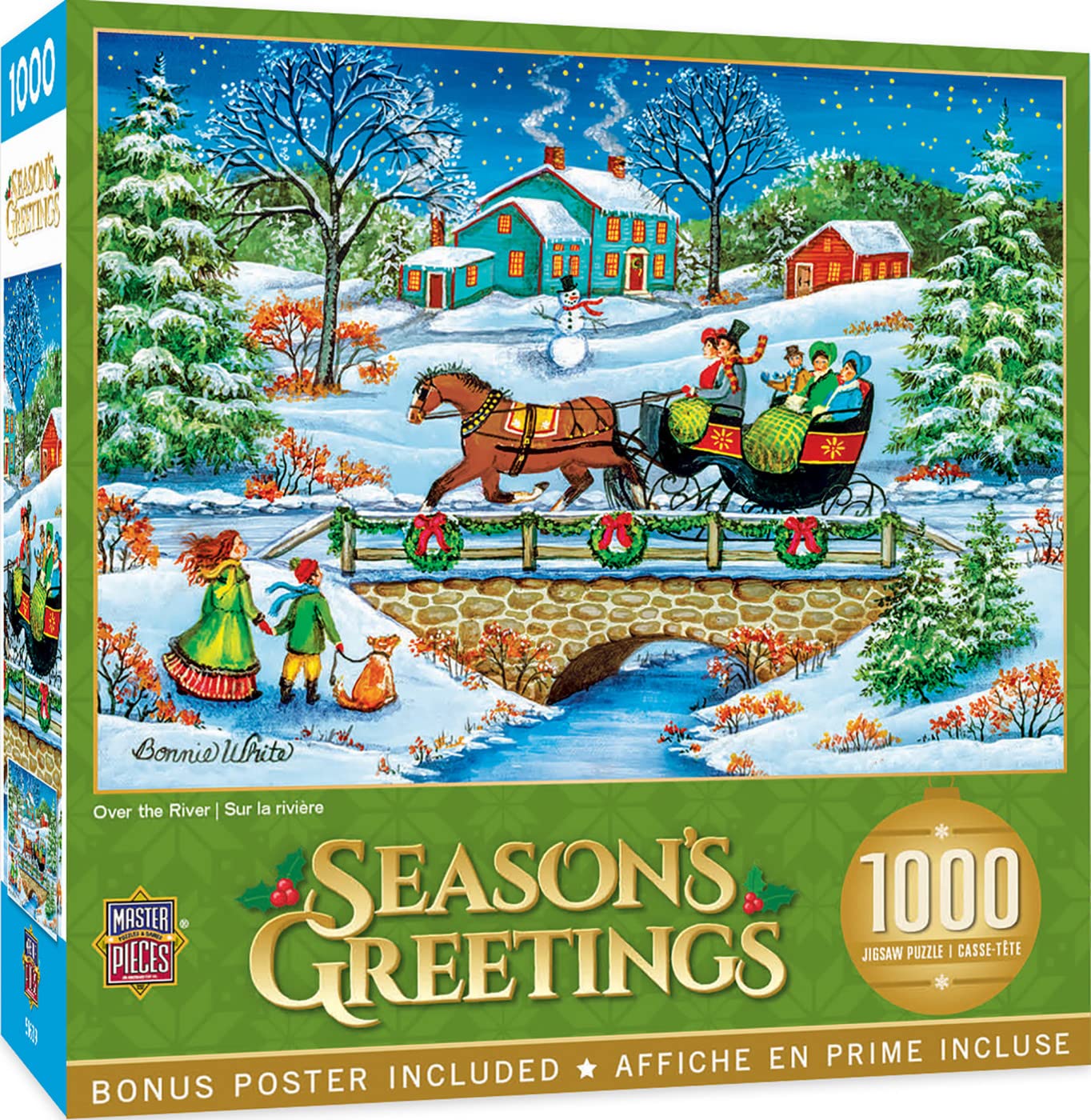 Masterpieces 1000 Piece Christmas Jigsaw Puzzle - Over The River - 19.25'X26.75'