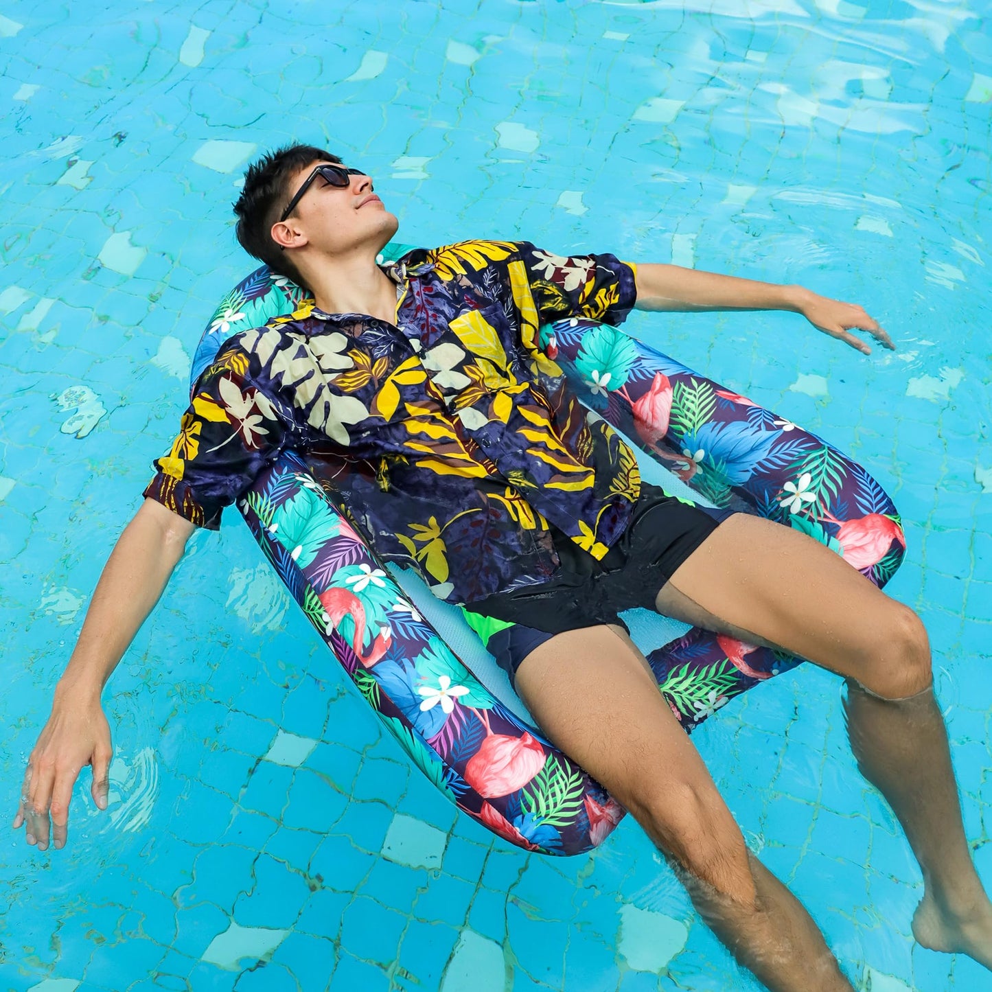 Inflatable Pool Floats for mature-themeds  Fabric Covered Pool Chair Float for Pool Floating  mature-themed Pool Floats for Lake  Beach Floaties (Flamingo Pattern)