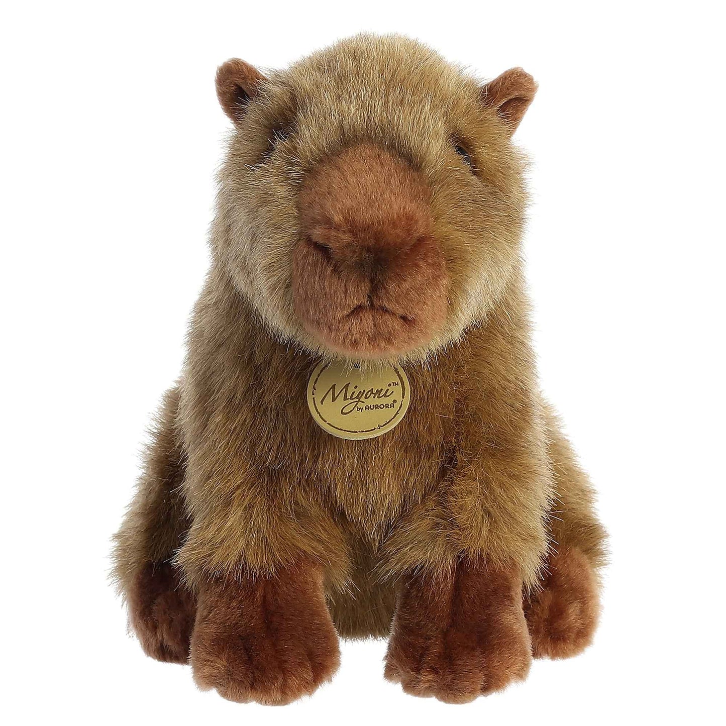 Aurora Realistic Miyoni Capybara Stuffed Animal - Brown 9 Inches - Lifelike Detail, Polyester Material, Cherished Companionship