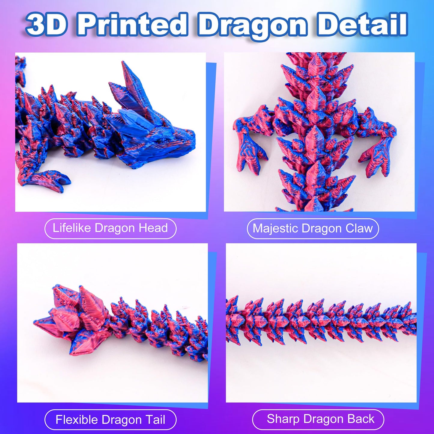 ONEVIVE Dragon Eggs with Dragon Inside 3D Printed  Mystery Dragon Egg Articulated Crystal Fidget Toy for Kids mature-themeds Women Men Funny Gift Desk Decor(Purple)