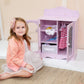 Olivia'S Little World Twinkle Stars 18' Doll Closet With 3 Hangers, Shelves, & Canvas Bin, Doll Closet Storage For Accessories & Clothes, Purple