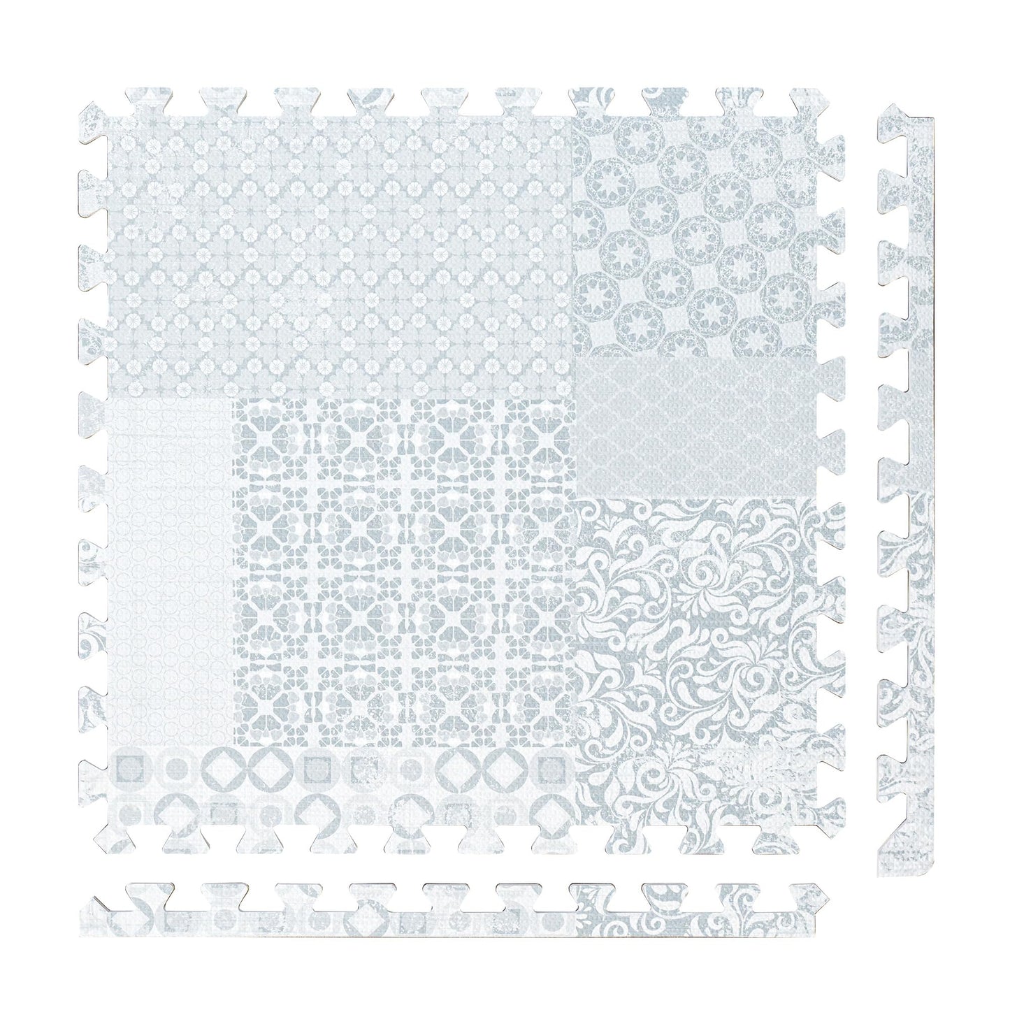 Popsykosy enhanced Exercise & Baby Foam Play Mats - Stylish & Large Non-Toxic Puzzle Floor Mat - 6 Tiles - Spacious 6ft x 4ft - Peel-Resistant Reinforced Version - Soft  Thick  Waterproof -Totem Gray