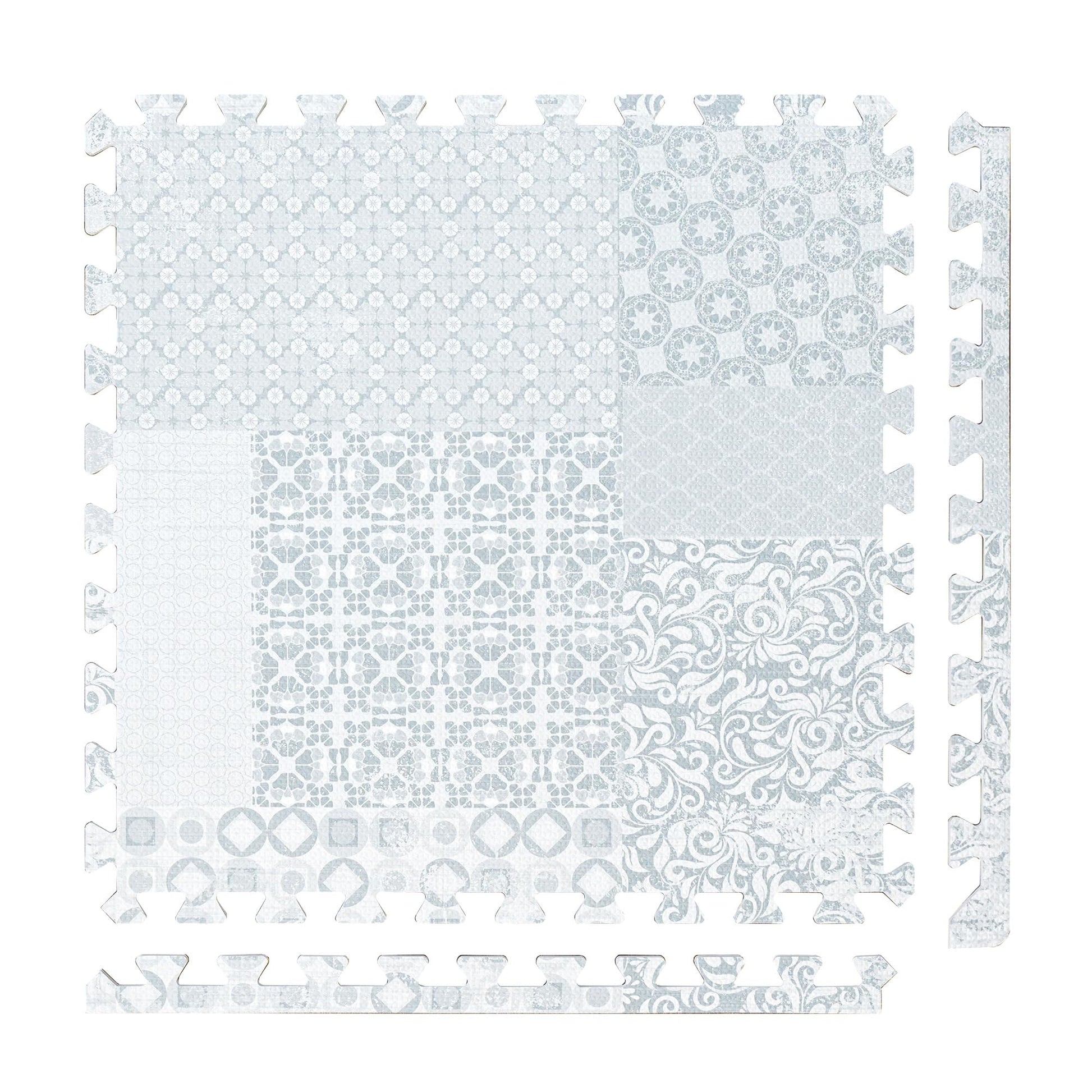 Popsykosy enhanced Exercise & Baby Foam Play Mats - Stylish & Large Non-Toxic Puzzle Floor Mat - 6 Tiles - Spacious 6ft x 4ft - Peel-Resistant Reinforced Version - Soft  Thick  Waterproof -Totem Gray