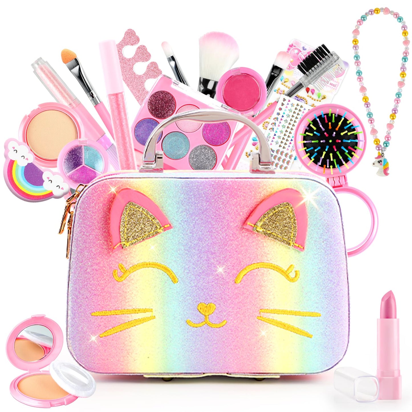 Kids Makeup Kit for Girls Toys, Kids Makeup Sets for Girls 5-8, Washable Real Makeup Kits for Little Girl Birthday Gifts Toys fo