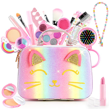 Kids Makeup Kit for Girls Toys, Kids Makeup Sets for Girls 5-8, Washable Real Makeup Kits for Little Girl Birthday Gifts Toys fo