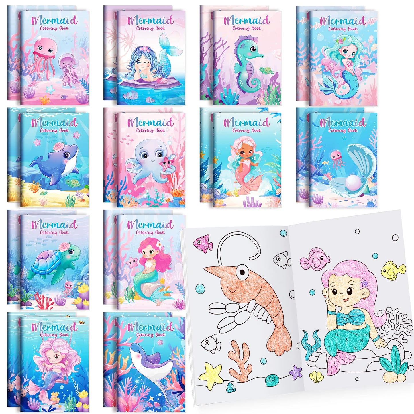 Benlouis 24 Mermaid Mini Coloring Books For Kids Little Mermaid Theme Party Favors Small Activity Books In Bulk For Kids Mermaid