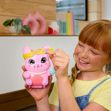 Polly Pocket Dolls And Playset, Tea Party Bunny Compact, Travel Toy With 1 Micro Doll, Pet Bunnies, Food & Fashion Styling Acces