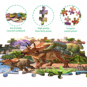 Dinosaur Puzzles For Kids Ages 4-8 Year Old - World Of Huge Dinosaurs,2 Packs 60 Pieces Jigsaw Puzzle For Toddler Children Learning Educational Puzzles Toys For Boys And Girls.