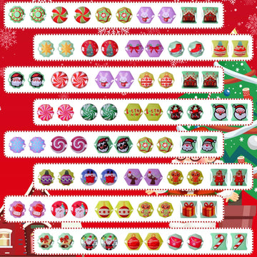 Augsun Christmas Stickers Earrings,240 Pieces Stick On Earring Christmas Stickers For Girls 3D Glitter Gems Stickers Self-Adhesi