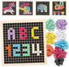 Coogam Wooden Mosaic Puzzle, 370Pcs Shape Pattern Blocks With 8 Colors, Pixel Board Game Montessori Stem Toys Gift For Kids Todd