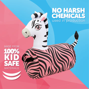 Waddle Hip Hopper Inflatable Hopping Animal Bouncer Zebra, Ages 2 And Up, Supports Up To 85 Pounds