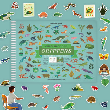 Cupkin Cold Blooded Critters Sticker Book Activity For Kids, Kid Plane Activities, 500+ Animal Stickers For Kids 12 Scenes + Col
