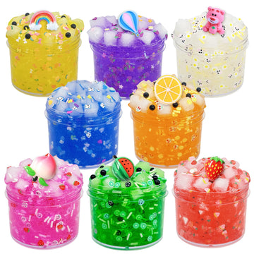 Uiviehir Jelly Cube Clear Slime Kit 8 Pack For Kids, Crunchy Slime, Stress Relief Toy, Party Favors For Girl Boys 6 7 8 9 10 11